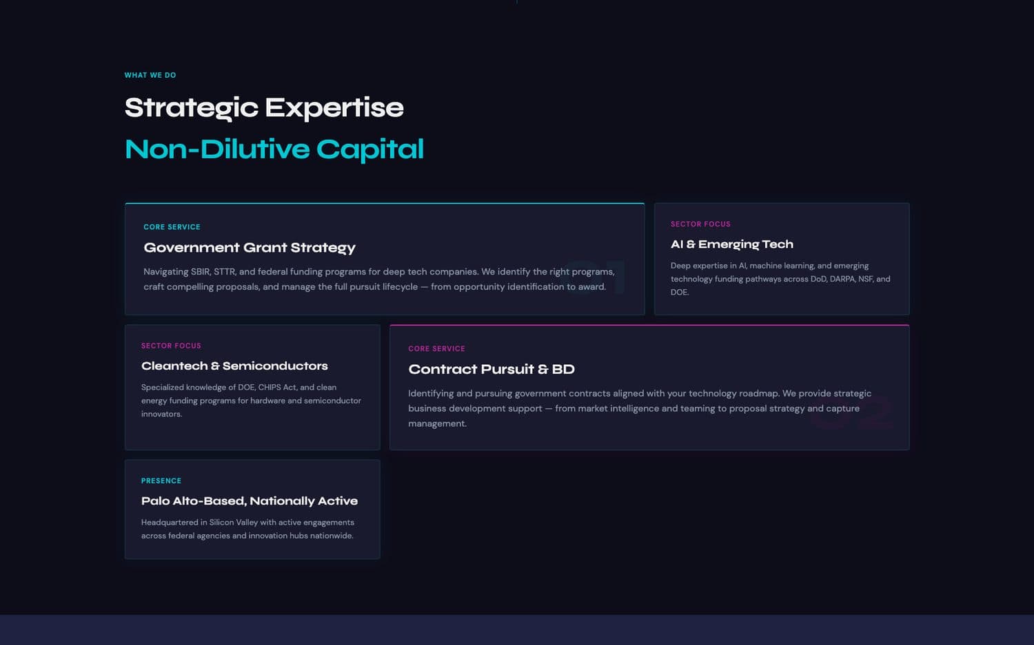 Aegis Creek — Strategic expertise · non-dilutive capital