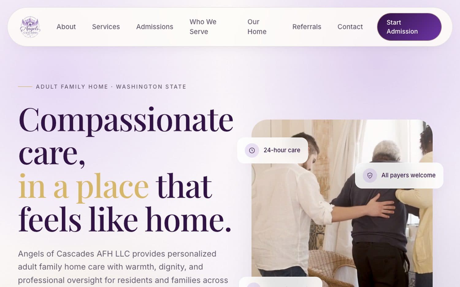 Angels of Cascades — Hero · compassionate care