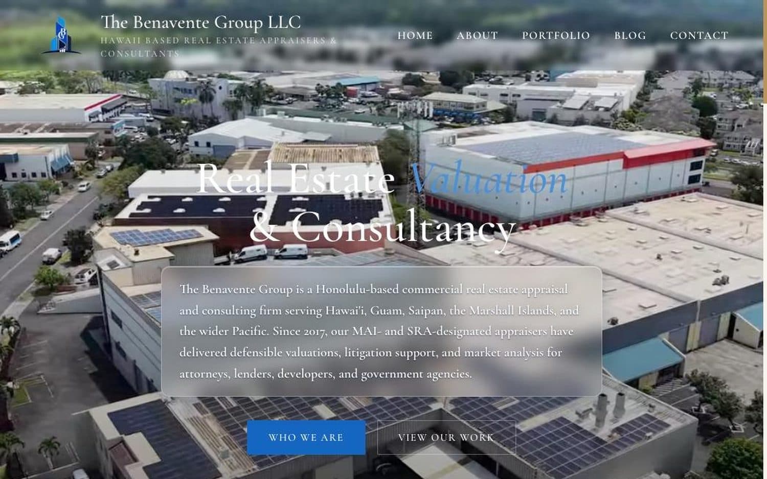 The Benavente Group — Homepage hero · credentials first
