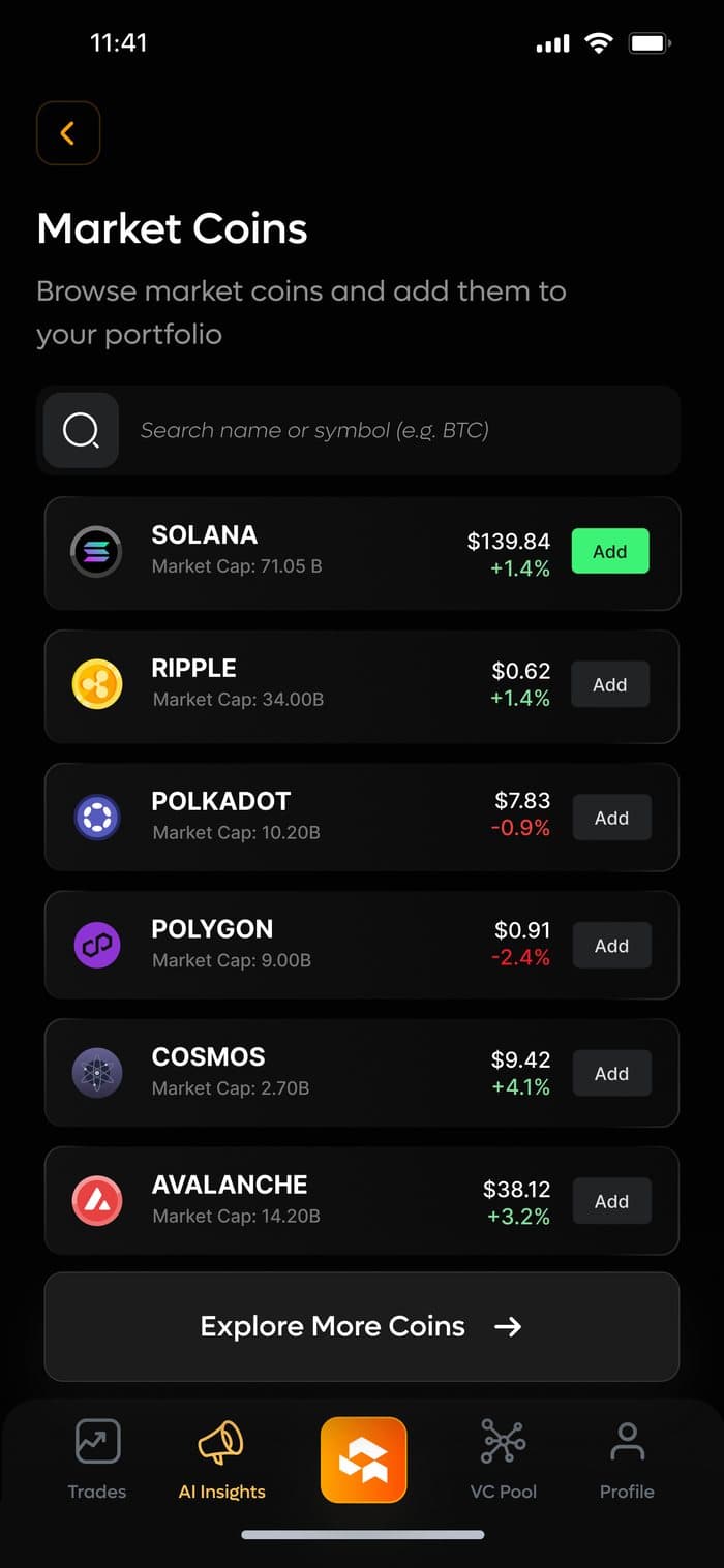 Quantiva HQ — Market coins · add to portfolio