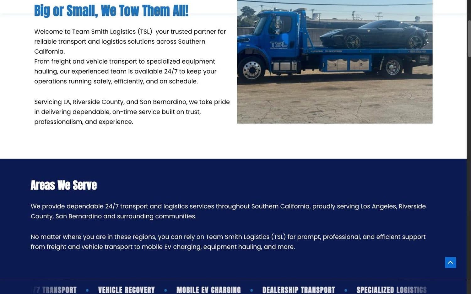 Team Smith Logistics — About & areas served